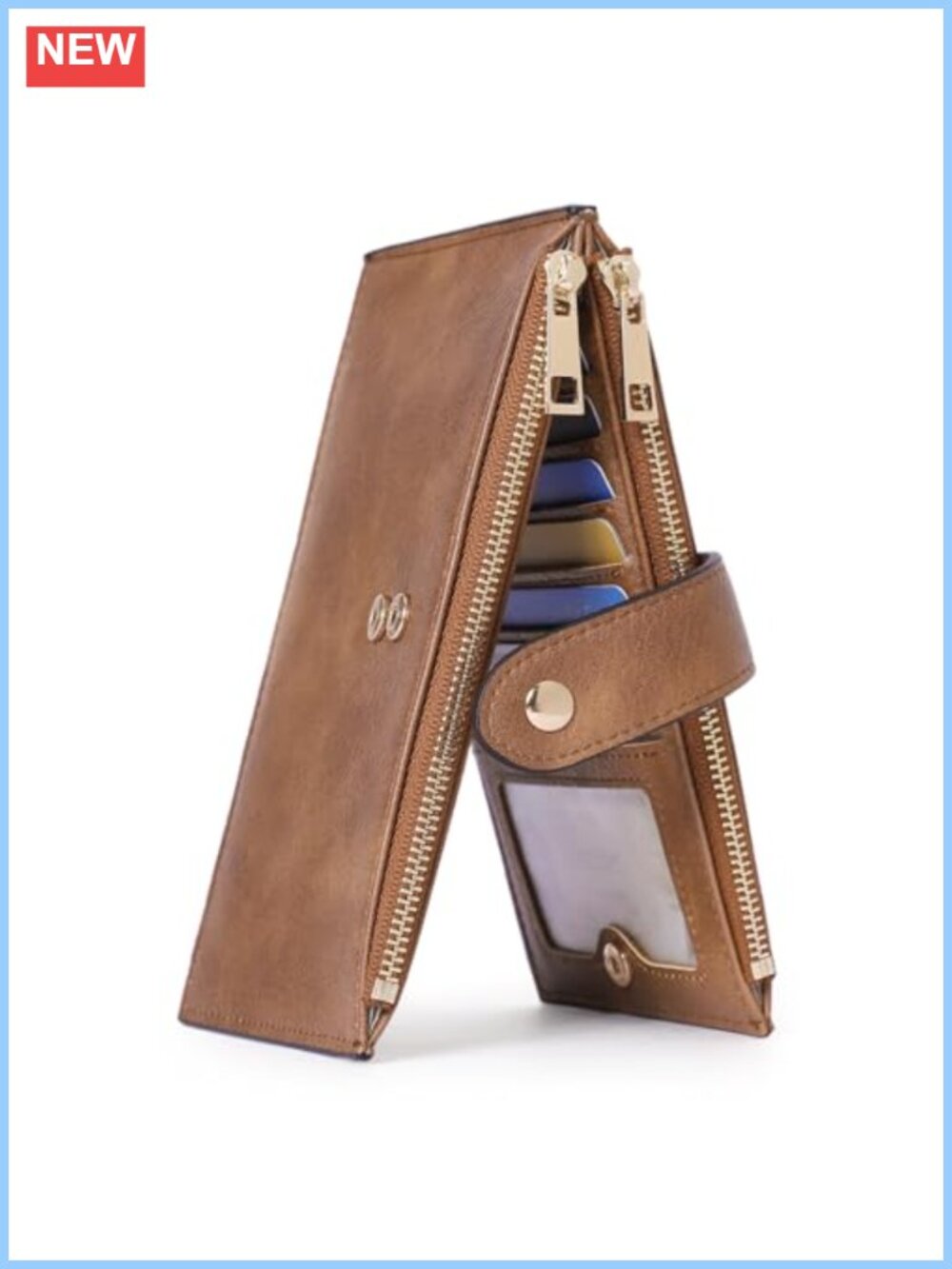 Leather Slim Wallet RFID Blocking Multi Credit Card Holder Zipper Pocket